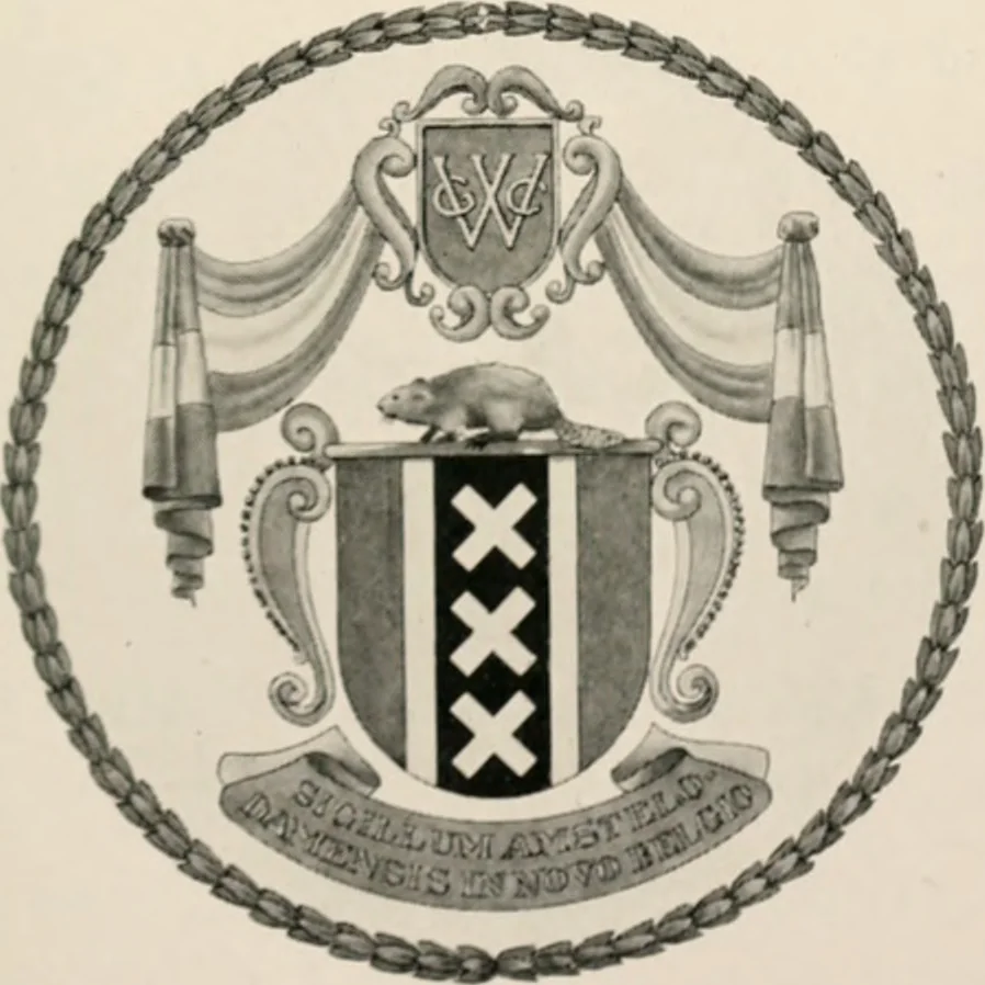 An illustration from Seal and flag of the city of New York : authorized by the committee appointed by the mayor to commemorate the two hundred and fiftieth anniversary of the installation of the first mayor and board of aldermen of the city of New York on June 24, 1665, and the adoption of the official city flag on June 24, 1915, 1915, leaf 20
