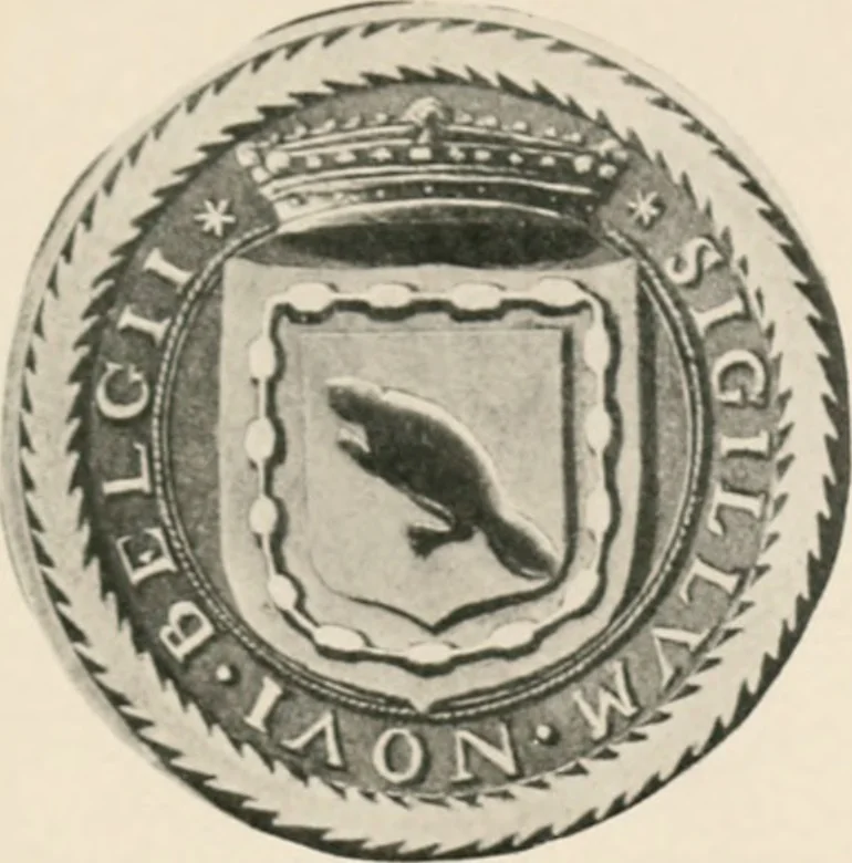 An illustration from Seal and flag of the city of New York : authorized by the committee appointed by the mayor to commemorate the two hundred and fiftieth anniversary of the installation of the first mayor and board of aldermen of the city of New York on June 24, 1665, and the adoption of the official city flag on June 24, 1915, 1915, leaf 40