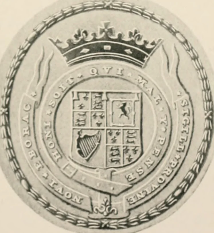 An illustration from Seal and flag of the city of New York : authorized by the committee appointed by the mayor to commemorate the two hundred and fiftieth anniversary of the installation of the first mayor and board of aldermen of the city of New York on June 24, 1665, and the adoption of the official city flag on June 24, 1915, 1915, leaf 40