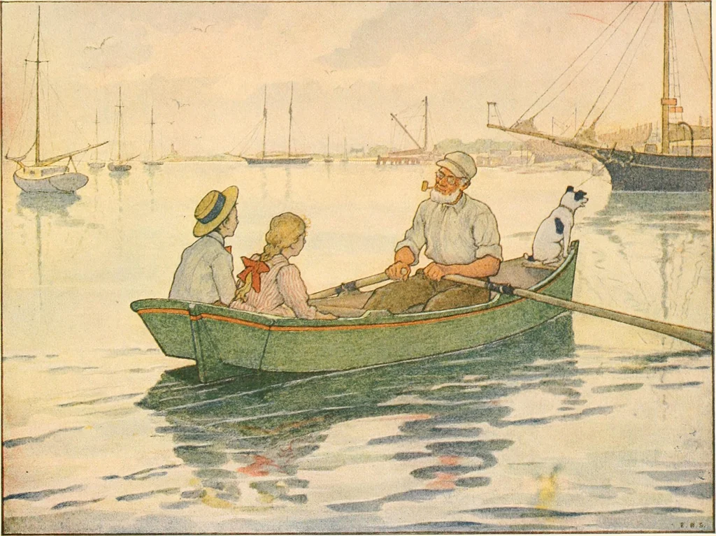 An illustration from The seashore book : Bob and Betty's summer with Captain Hawes, 1912, leaf 10