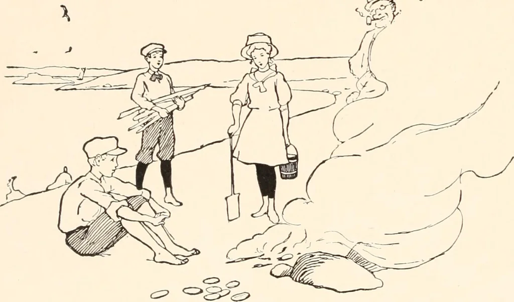 An illustration from The seashore book : Bob and Betty's summer with Captain Hawes, 1912, leaf 17