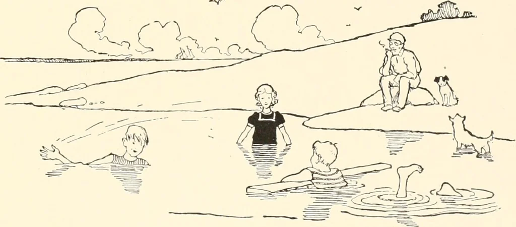 An illustration from The seashore book : Bob and Betty's summer with Captain Hawes, 1912, leaf 24