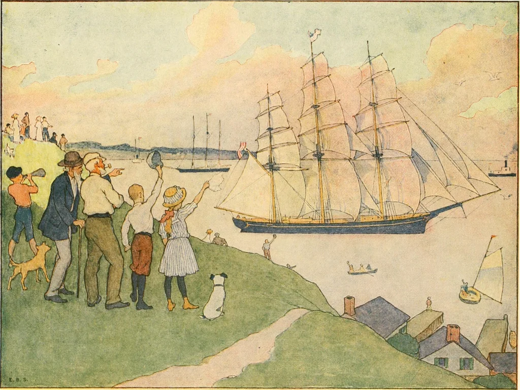 An illustration from The seashore book : Bob and Betty's summer with Captain Hawes, 1912, leaf 54