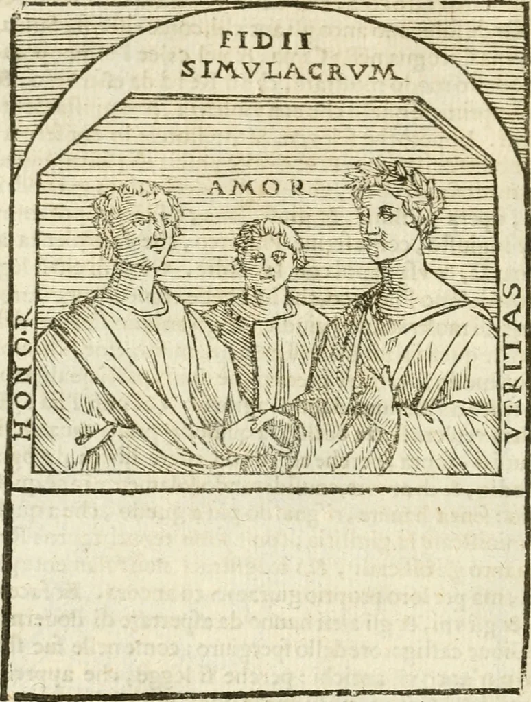 An illustration from Seconda nouissima editione delle Imagini de gli dei delli antichi di Vicenzo Cartari reggiano : ridotte da capo a piedi alle loro reali, & non più per l'adietro osseruate simiglianze : cauate da' marmi, bronzi, medaglie, gioie, & altre memorie antiche : con esquisito studio, & particolare diligenza, 1626, leaf 171