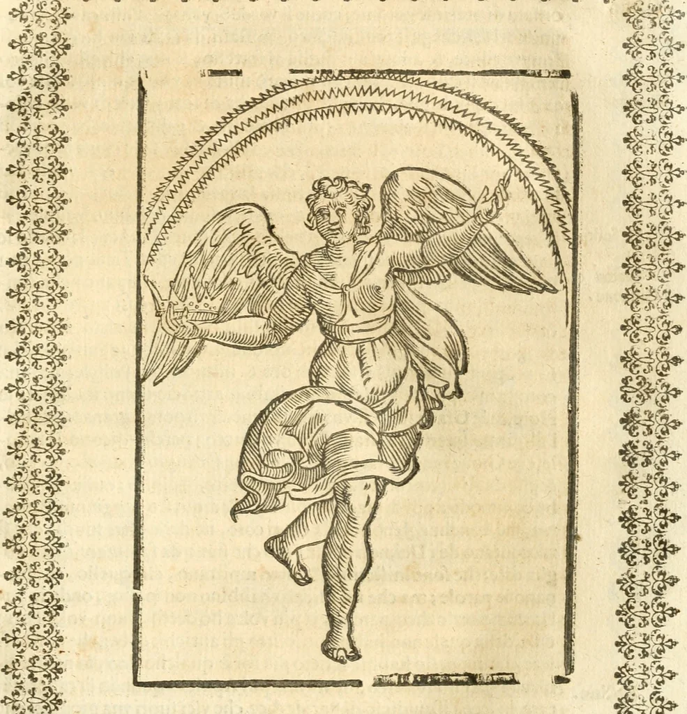 An illustration from Seconda nouissima editione delle Imagini de gli dei delli antichi di Vicenzo Cartari reggiano : ridotte da capo a piedi alle loro reali, & non più per l'adietro osseruate simiglianze : cauate da' marmi, bronzi, medaglie, gioie, & altre memorie antiche : con esquisito studio, & particolare diligenza, 1626, leaf 194