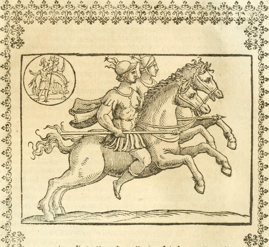 An illustration from Seconda nouissima editione delle Imagini de gli dei delli antichi di Vicenzo Cartari reggiano : ridotte da capo a piedi alle loro reali, & non più per l'adietro osseruate simiglianze : cauate da' marmi, bronzi, medaglie, gioie, & altre memorie antiche : con esquisito studio, & particolare diligenza, 1626, leaf 198