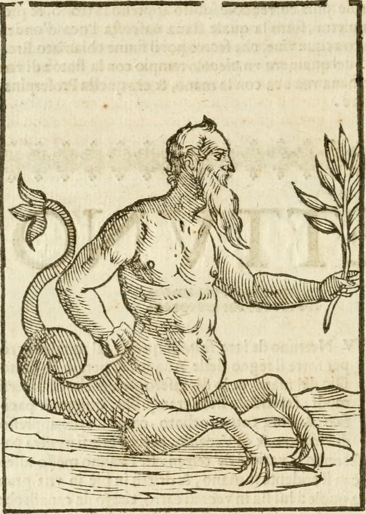 An illustration from Seconda nouissima editione delle Imagini de gli dei delli antichi di Vicenzo Cartari reggiano : ridotte da capo a piedi alle loro reali, & non più per l'adietro osseruate simiglianze : cauate da' marmi, bronzi, medaglie, gioie, & altre memorie antiche : con esquisito studio, & particolare diligenza, 1626, leaf 241