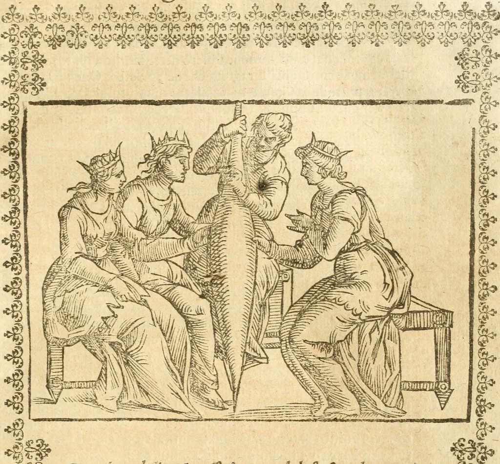 An illustration from Seconda nouissima editione delle Imagini de gli dei delli antichi di Vicenzo Cartari reggiano : ridotte da capo a piedi alle loro reali, & non più per l'adietro osseruate simiglianze : cauate da' marmi, bronzi, medaglie, gioie, & altre memorie antiche : con esquisito studio, & particolare diligenza, 1626, leaf 292