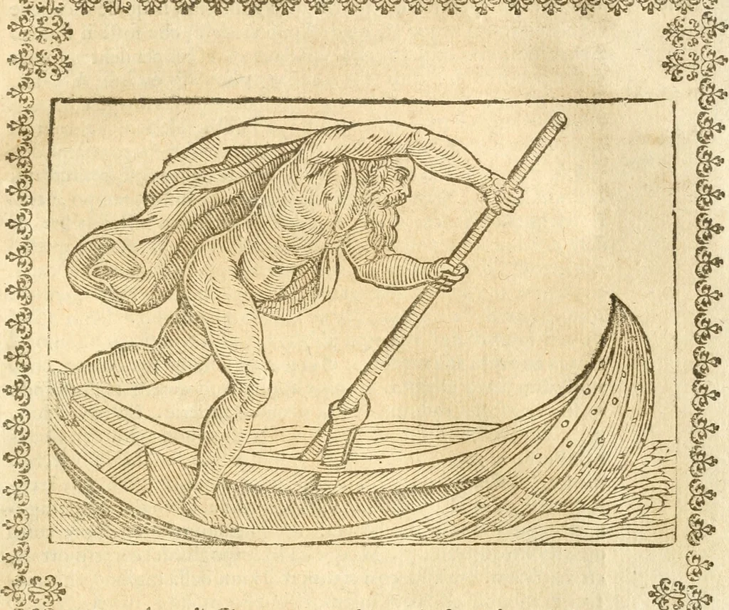 An illustration from Seconda nouissima editione delle Imagini de gli dei delli antichi di Vicenzo Cartari reggiano : ridotte da capo a piedi alle loro reali, & non più per l'adietro osseruate simiglianze : cauate da' marmi, bronzi, medaglie, gioie, & altre memorie antiche : con esquisito studio, & particolare diligenza, 1626, leaf 296
