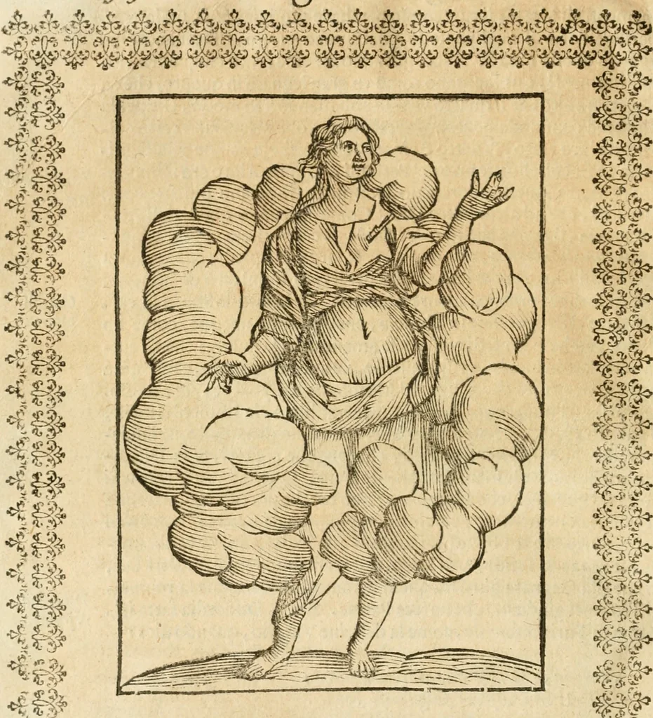 An illustration from Seconda nouissima editione delle Imagini de gli dei delli antichi di Vicenzo Cartari reggiano : ridotte da capo a piedi alle loro reali, & non più per l'adietro osseruate simiglianze : cauate da' marmi, bronzi, medaglie, gioie, & altre memorie antiche : con esquisito studio, & particolare diligenza, 1626, leaf 369