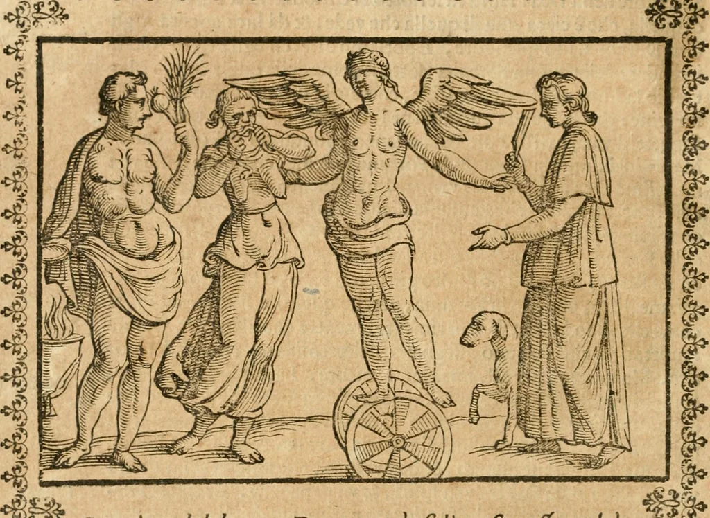 An illustration from Seconda nouissima editione delle Imagini de gli dei delli antichi di Vicenzo Cartari reggiano : ridotte da capo a piedi alle loro reali, & non più per l'adietro osseruate simiglianze : cauate da' marmi, bronzi, medaglie, gioie, & altre memorie antiche : con esquisito studio, & particolare diligenza, 1626, leaf 439