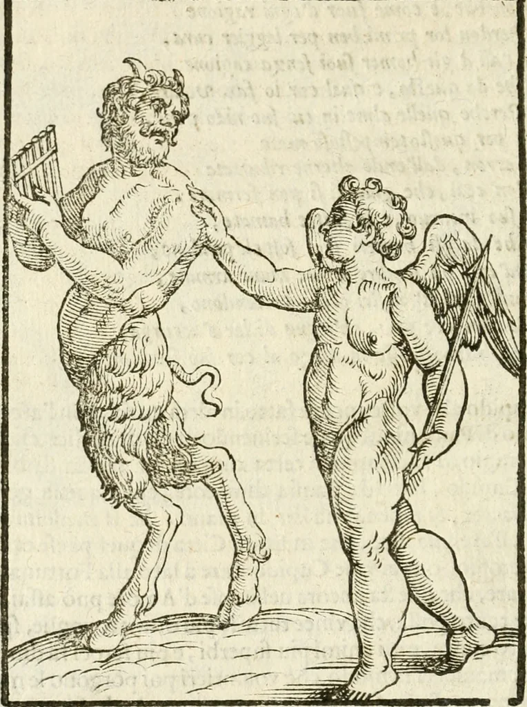 An illustration from Seconda nouissima editione delle Imagini de gli dei delli antichi di Vicenzo Cartari reggiano : ridotte da capo a piedi alle loro reali, & non più per l'adietro osseruate simiglianze : cauate da' marmi, bronzi, medaglie, gioie, & altre memorie antiche : con esquisito studio, & particolare diligenza, 1626, leaf 461