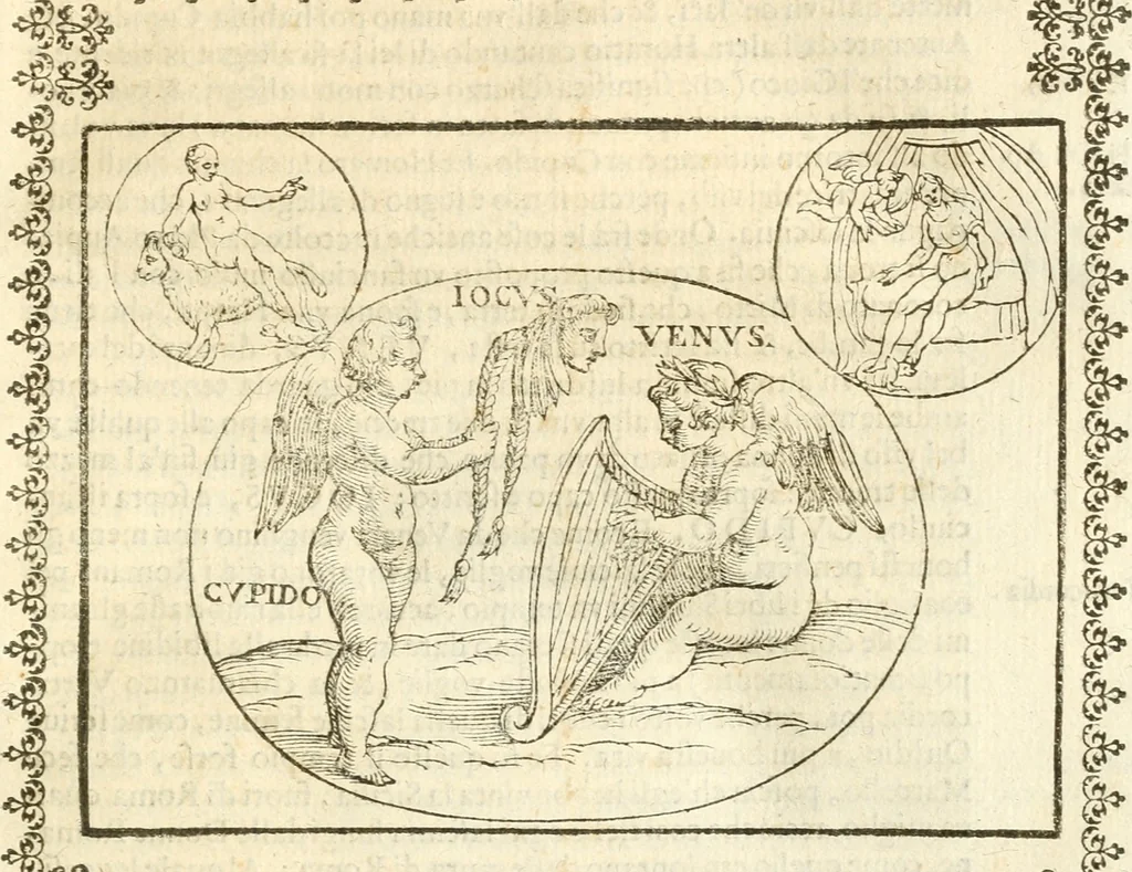 An illustration from Seconda nouissima editione delle Imagini de gli dei delli antichi di Vicenzo Cartari reggiano : ridotte da capo a piedi alle loro reali, & non più per l'adietro osseruate simiglianze : cauate da' marmi, bronzi, medaglie, gioie, & altre memorie antiche : con esquisito studio, & particolare diligenza, 1626, leaf 478