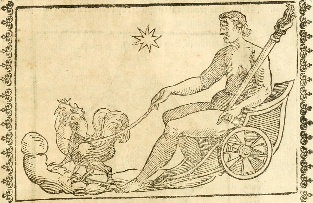 An illustration from Seconda nouissima editione delle Imagini de gli dei delli antichi di Vicenzo Cartari reggiano : ridotte da capo a piedi alle loro reali, & non più per l'adietro osseruate simiglianze : cauate da' marmi, bronzi, medaglie, gioie, & altre memorie antiche : con esquisito studio, & particolare diligenza, 1626, leaf 508