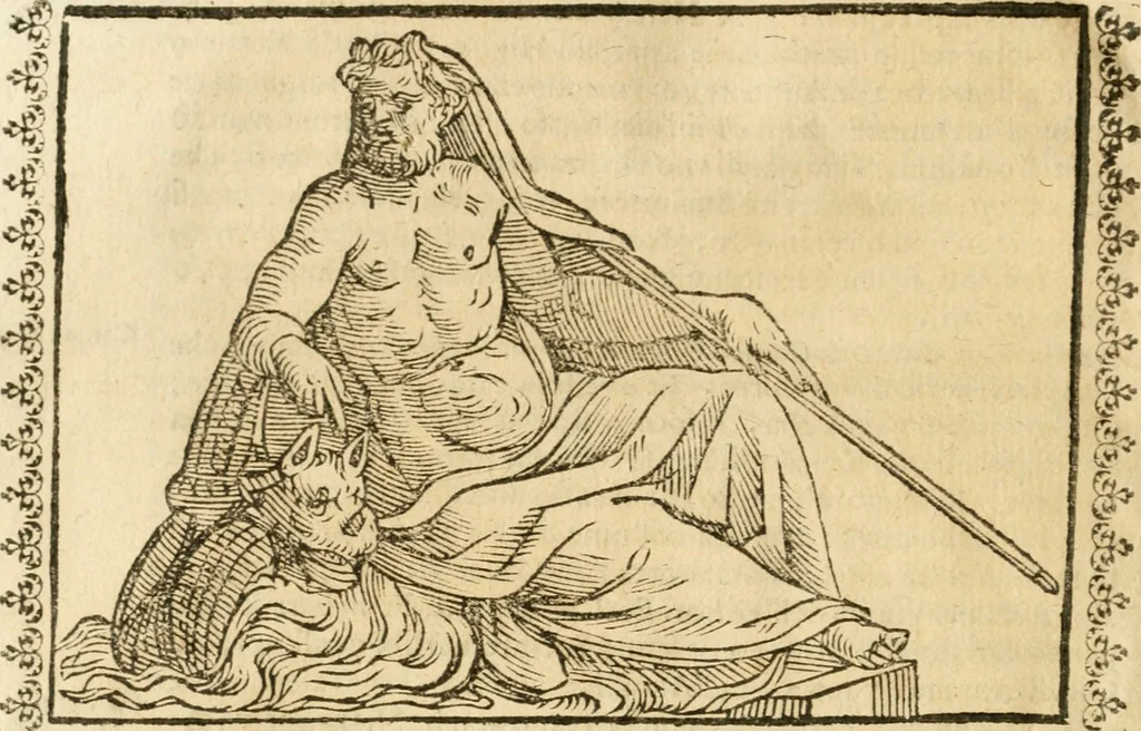 An illustration from Seconda nouissima editione delle Imagini de gli dei delli antichi di Vicenzo Cartari reggiano : ridotte da capo a piedi alle loro reali, & non più per l'adietro osseruate simiglianze : cauate da' marmi, bronzi, medaglie, gioie, & altre memorie antiche : con esquisito studio, & particolare diligenza, 1626, leaf 531
