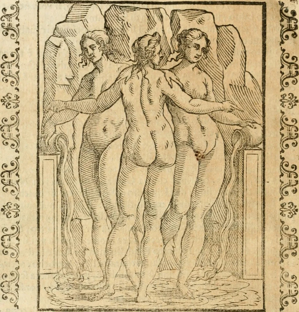An illustration from Seconda nouissima editione delle Imagini de gli dei delli antichi di Vicenzo Cartari reggiano : ridotte da capo a piedi alle loro reali, & non più per l'adietro osseruate simiglianze : cauate da' marmi, bronzi, medaglie, gioie, & altre memorie antiche : con esquisito studio, & particolare diligenza, 1626, leaf 533