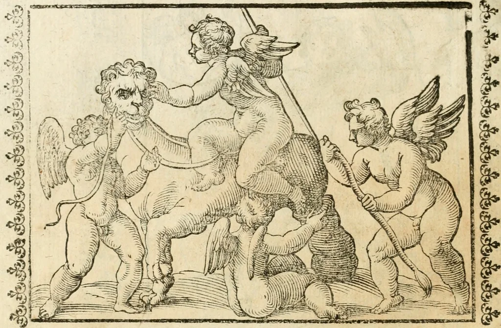 An illustration from Seconda nouissima editione delle Imagini de gli dei delli antichi di Vicenzo Cartari reggiano : ridotte da capo a piedi alle loro reali, & non più per l'adietro osseruate simiglianze : cauate da' marmi, bronzi, medaglie, gioie, & altre memorie antiche : con esquisito studio, & particolare diligenza, 1626, leaf 565