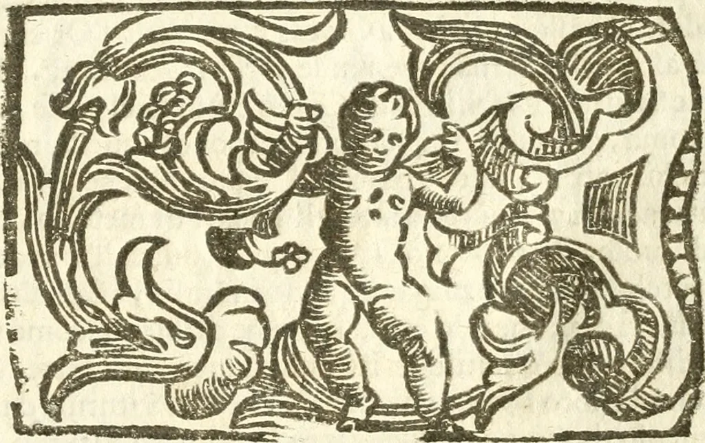 An illustration from Seconda nouissima editione delle Imagini de gli dei delli antichi di Vicenzo Cartari reggiano : ridotte da capo a piedi alle loro reali, & non più per l'adietro osseruate simiglianze : cauate da' marmi, bronzi, medaglie, gioie, & altre memorie antiche : con esquisito studio, & particolare diligenza, 1626, leaf 60