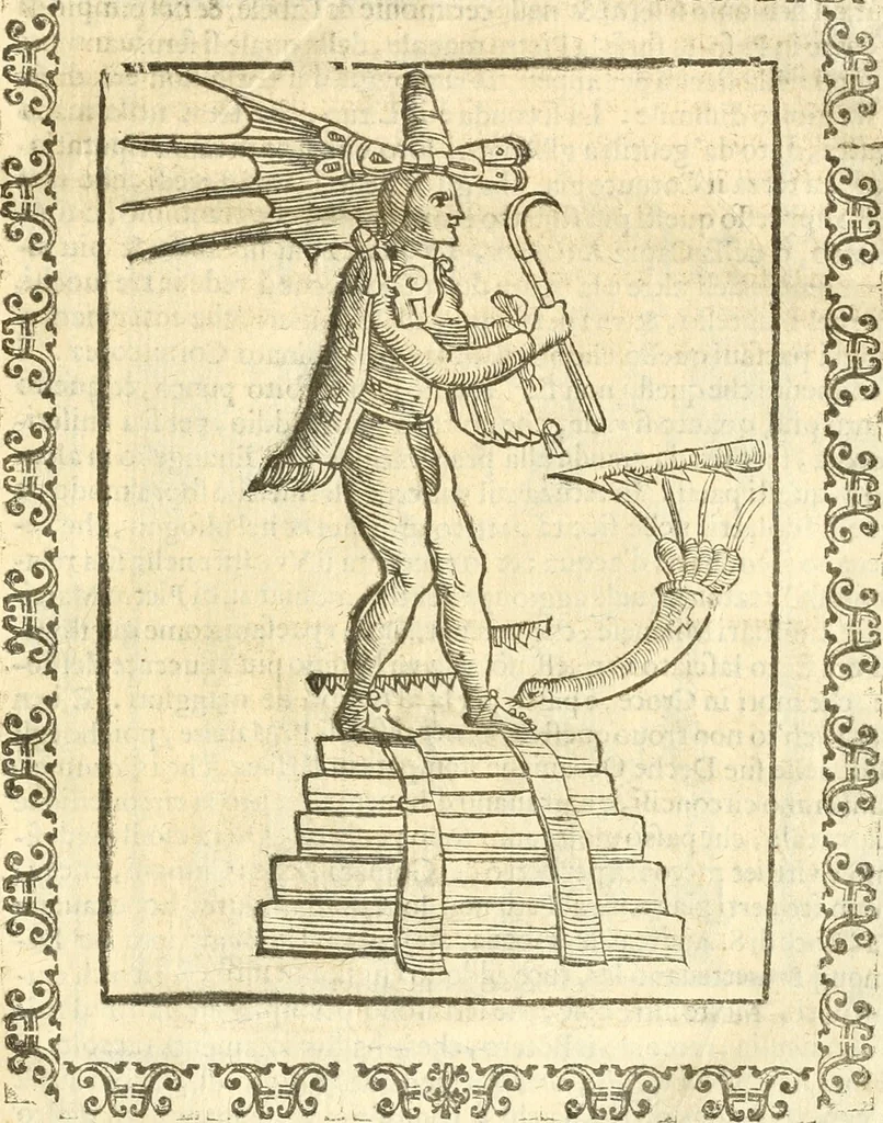 An illustration from Seconda nouissima editione delle Imagini de gli dei delli antichi di Vicenzo Cartari reggiano : ridotte da capo a piedi alle loro reali, & non più per l'adietro osseruate simiglianze : cauate da' marmi, bronzi, medaglie, gioie, & altre memorie antiche : con esquisito studio, & particolare diligenza, 1626, leaf 600