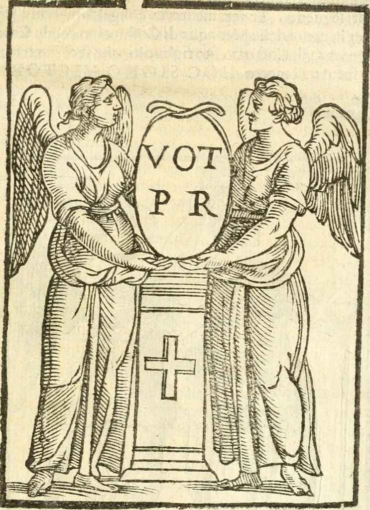 An illustration from Seconda nouissima editione delle Imagini de gli dei delli antichi di Vicenzo Cartari reggiano : ridotte da capo a piedi alle loro reali, & non più per l'adietro osseruate simiglianze : cauate da' marmi, bronzi, medaglie, gioie, & altre memorie antiche : con esquisito studio, & particolare diligenza, 1626, leaf 602