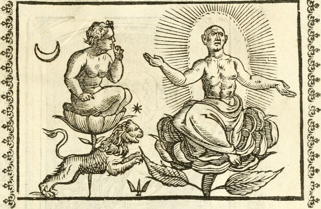 An illustration from Seconda nouissima editione delle Imagini de gli dei delli antichi di Vicenzo Cartari reggiano : ridotte da capo a piedi alle loro reali, & non più per l'adietro osseruate simiglianze : cauate da' marmi, bronzi, medaglie, gioie, & altre memorie antiche : con esquisito studio, & particolare diligenza, 1626, leaf 610