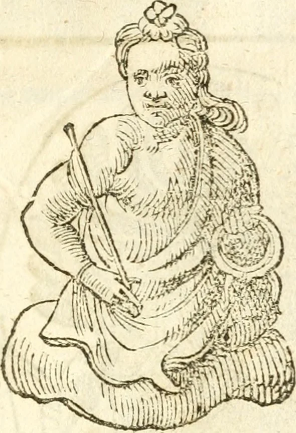 An illustration from Seconda nouissima editione delle Imagini de gli dei delli antichi di Vicenzo Cartari reggiano : ridotte da capo a piedi alle loro reali, & non più per l'adietro osseruate simiglianze : cauate da' marmi, bronzi, medaglie, gioie, & altre memorie antiche : con esquisito studio, & particolare diligenza, 1626, leaf 620
