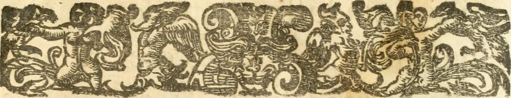 An illustration from Seconda nouissima editione delle Imagini de gli dei delli antichi di Vicenzo Cartari reggiano : ridotte da capo a piedi alle loro reali, & non più per l'adietro osseruate simiglianze : cauate da' marmi, bronzi, medaglie, gioie, & altre memorie antiche : con esquisito studio, & particolare diligenza, 1626, leaf 8