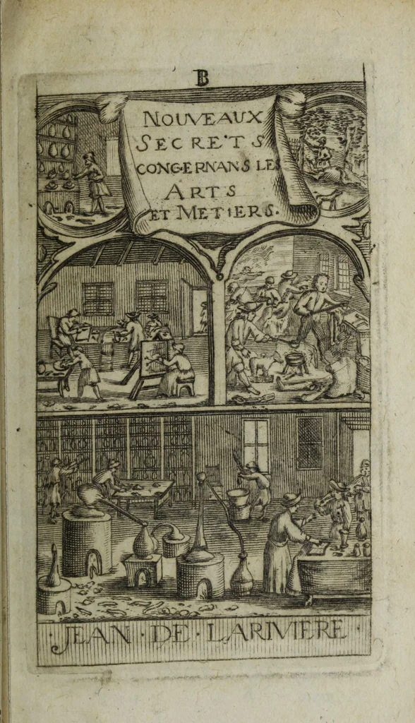 An illustration from Secrets concernans les arts et metiers, 1721, leaf 58