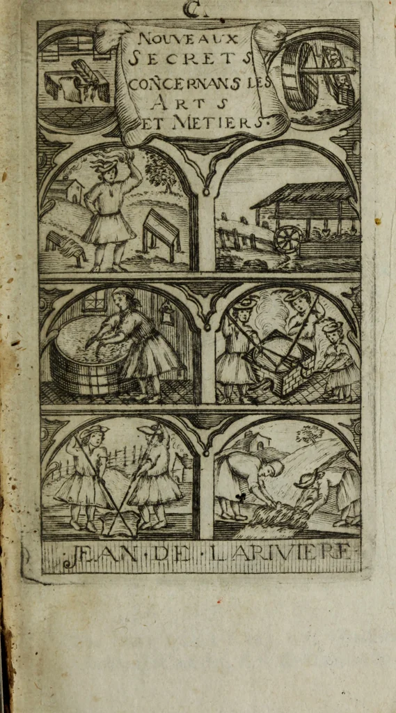 An illustration from Secrets concernans les arts et metiers, 1721, leaf 4
