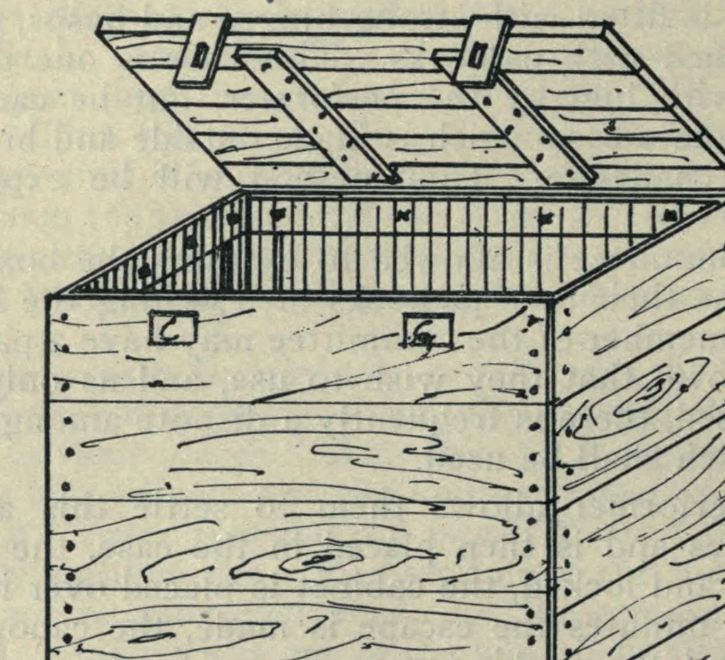 An illustration from Secrets of the great mysteries now revealed for the first time : handcuffs, iron box, iron bottle, iron boiler, coffin, rope chair, mail bag, band box, tramp chair, glass case, paper bag, packing case, straight jacket : a complete guide and reliable authority on all tricks. Full explanation of how the various tricks are performed, with diagrams and illustrations, 1909, leaf 58