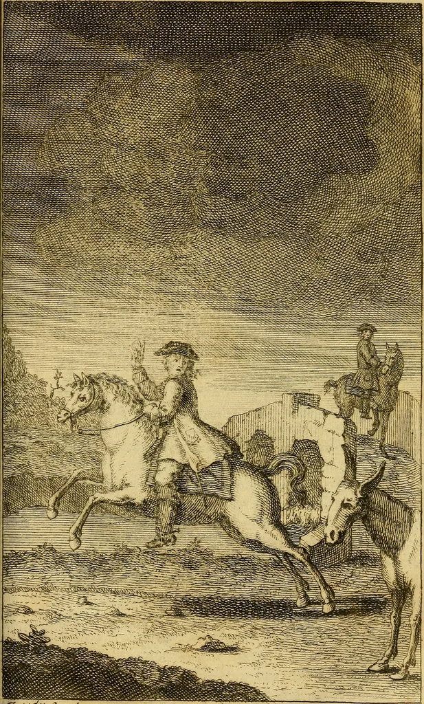 An illustration from The secrets of the invisible world disclos'd: or, an universal history of apparitions sacred and prophane, under all denominations; whether, angelical, diabolical, or human-souls departed. Shewing I. Their various returns to this world; with sure rules to know, by their manner of appearing, if they are good or evil ones. II. The differences of the apparitions of antient and modern times; and an enquiry into the scriptural doctrine of spirits. III. The many species of apparitions, their real existence, and operations by divine appointement. IV. The nature of seeing ghosts before, and after, death; and how we should behave towards them. V. The effects of fancy, vapours, dreams, hyppo, and of real, or imaginary appearances. VI. A collection of the most authentic relations of apparitions, particularly that surprizing one attested by the learned Dr. Scott, 1729, leaf 398