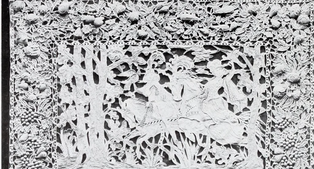 An illustration from Section française (class 84); dentelles, broderies, passementeries et dessins, 1908, leaf 117
