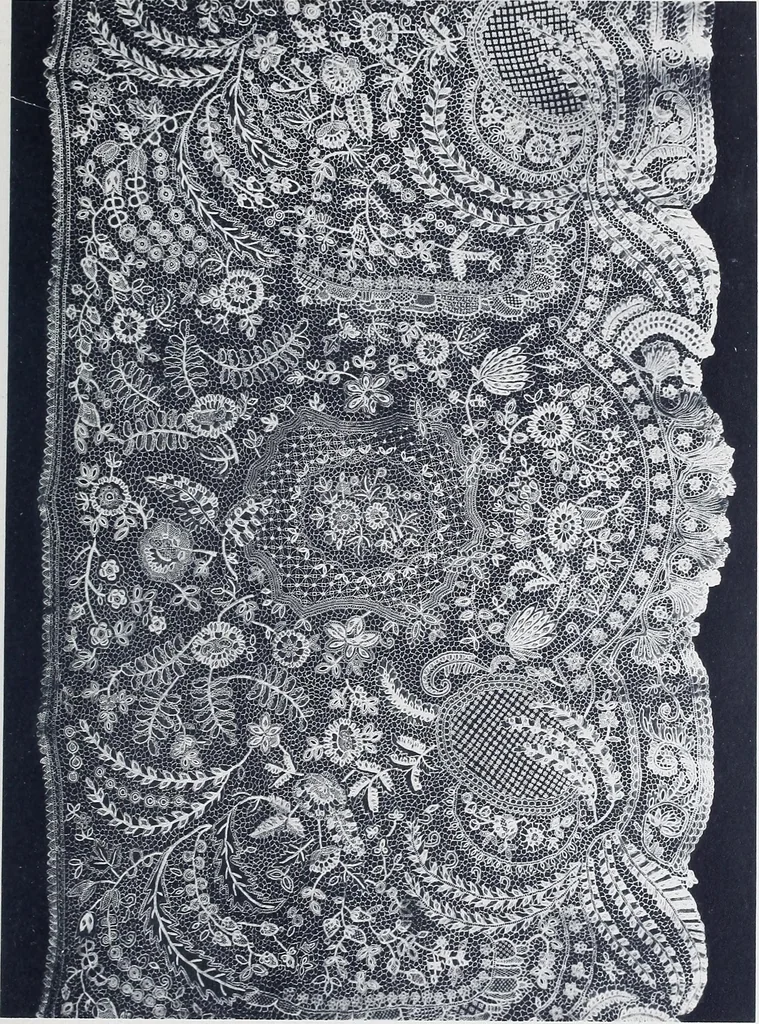An illustration from Section française (class 84); dentelles, broderies, passementeries et dessins, 1908, leaf 132