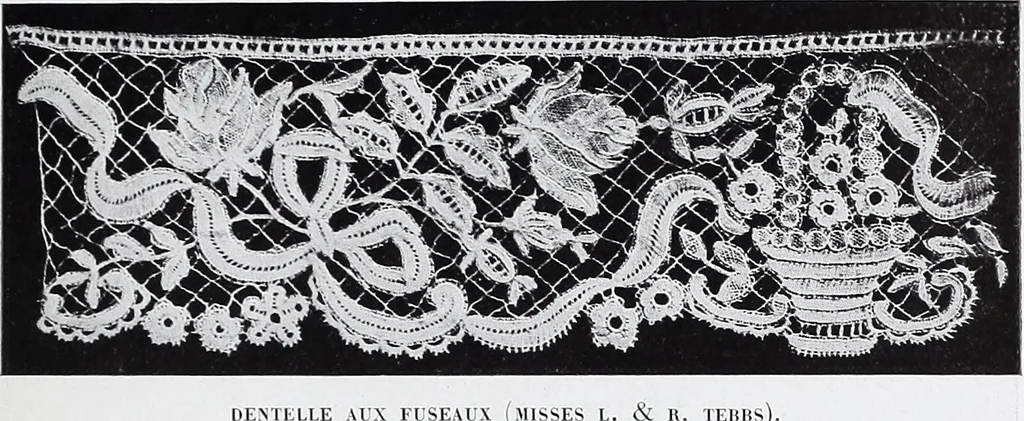 An illustration from Section française (class 84); dentelles, broderies, passementeries et dessins, 1908, leaf 148