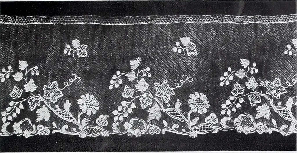 An illustration from Section française (class 84); dentelles, broderies, passementeries et dessins, 1908, leaf 30