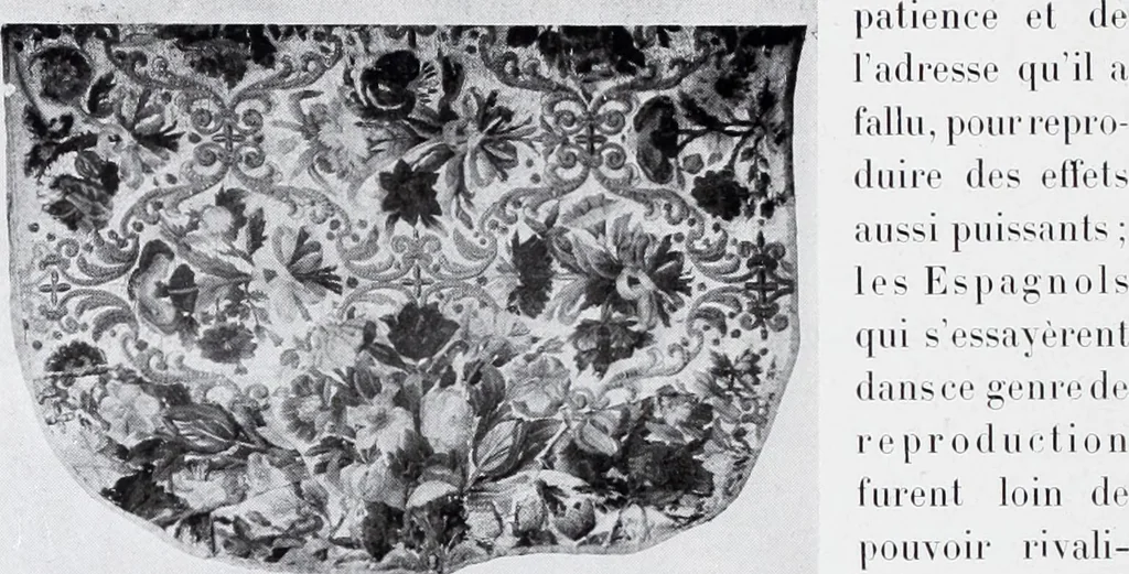 An illustration from Section française (class 84); dentelles, broderies, passementeries et dessins, 1908, leaf 69