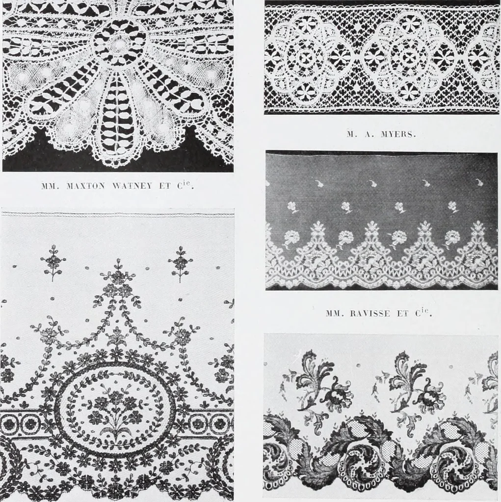 An illustration from Section française (class 84); dentelles, broderies, passementeries et dessins, 1908, leaf 97
