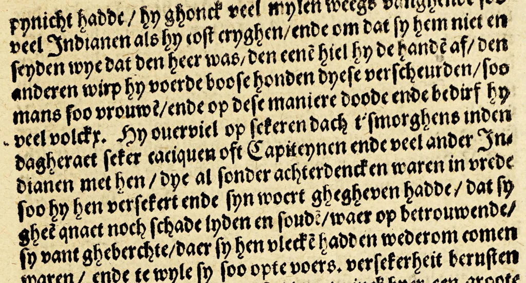An illustration from Seer cort verhael vande destructie van d'Indien, 1578, leaf 119