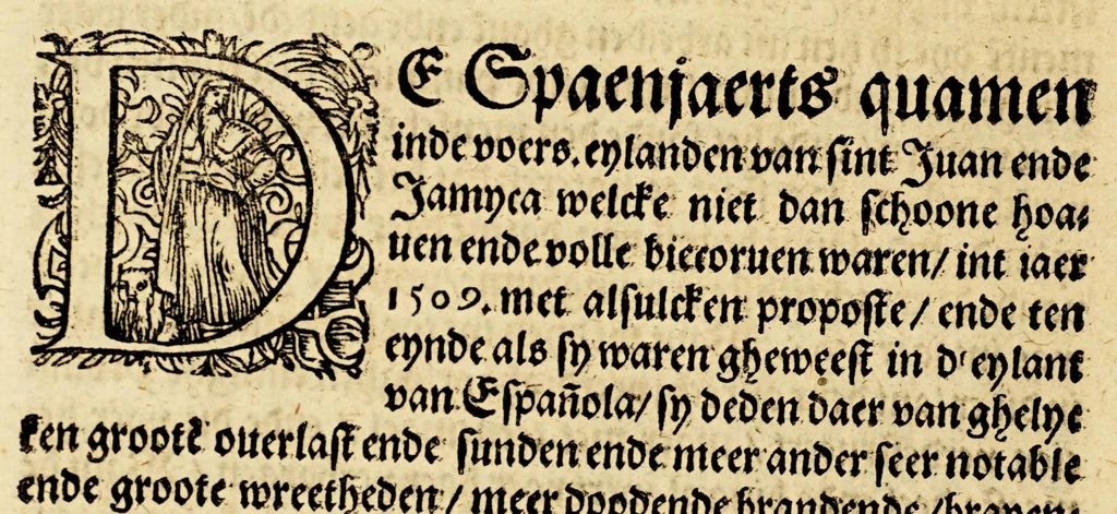 An illustration from Seer cort verhael vande destructie van d'Indien, 1578, leaf 32