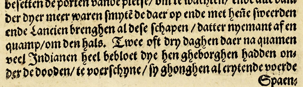 An illustration from Seer cort verhael vande destructie van d'Indien, 1578, leaf 50