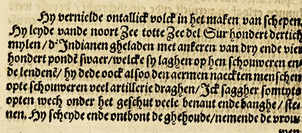 An illustration from Seer cort verhael vande destructie van d'Indien, 1578, leaf 64