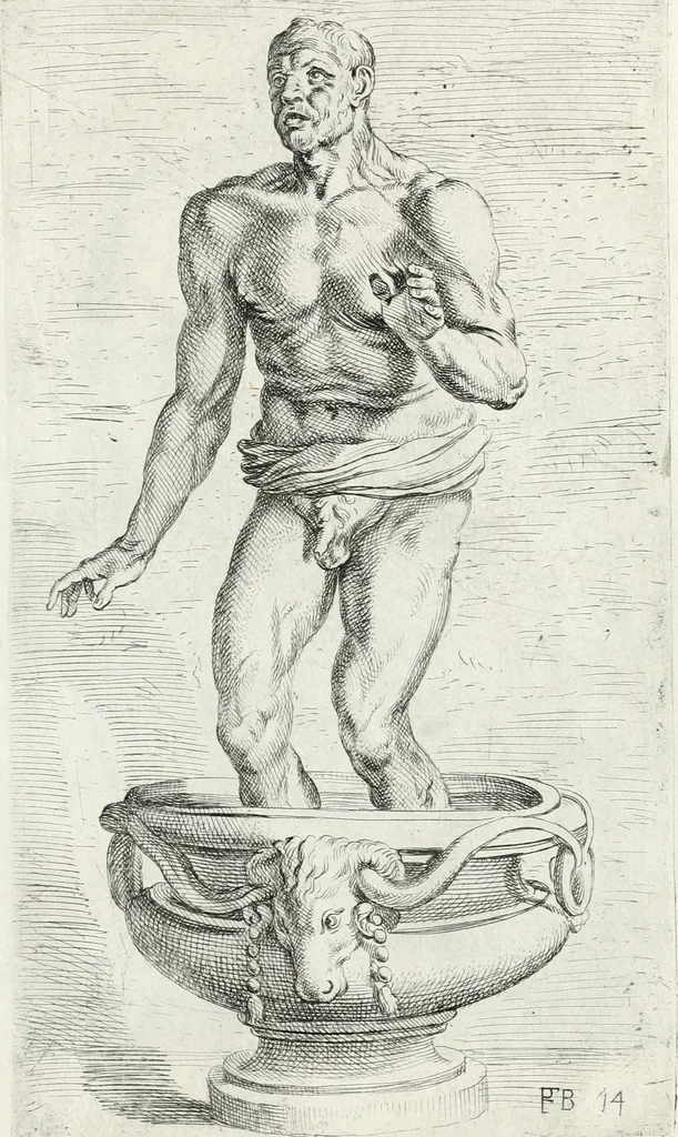 An illustration from Segmenta nobilium signorum e statuaru : quæ temporis dentem inuidium euasere Urbis æternæ ruinis erepta, typis æneis ab se commissa perptuæ uenerationis monimentum, 1638, leaf 32