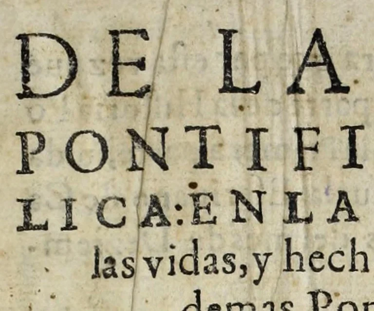 An illustration from Segvnda parte de la Historia pontifical y catholica : en la qval se prosigven las vidas, y hechos de Clemente Quinto, y de los demas pontifices sus predecessores, hasta Pio Quinto : contienese ansi mismo la recapitulacion de las cosas y reyes de España : con vna mas particular relacion de las esclarecidas hazañas de los reyes catholicos, y del inuictissimo Cesar Carlos V. Maximo, y del serenissimo y muy catholico rey don Felipe II, 1613, leaf 7