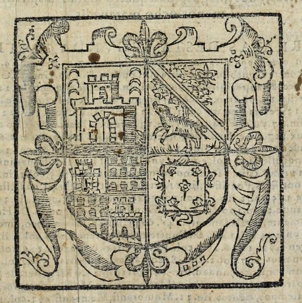 An illustration from Segvnda parte de la Historia pontifical y catholica : en la qval se prosigven las vidas, y hechos de Clemente Quinto, y de los demas pontifices sus predecessores, hasta Pio Quinto : contienese ansi mismo la recapitulacion de las cosas y reyes de España : con vna mas particular relacion de las esclarecidas hazañas de los reyes catholicos, y del inuictissimo Cesar Carlos V. Maximo, y del serenissimo y muy catholico rey don Felipe II, 1613, leaf 7
