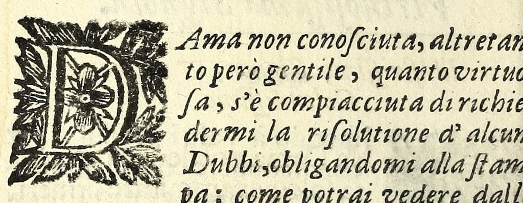 An illustration from Sei dvbbi amorosi : trattati academicamente, 1656, leaf 8