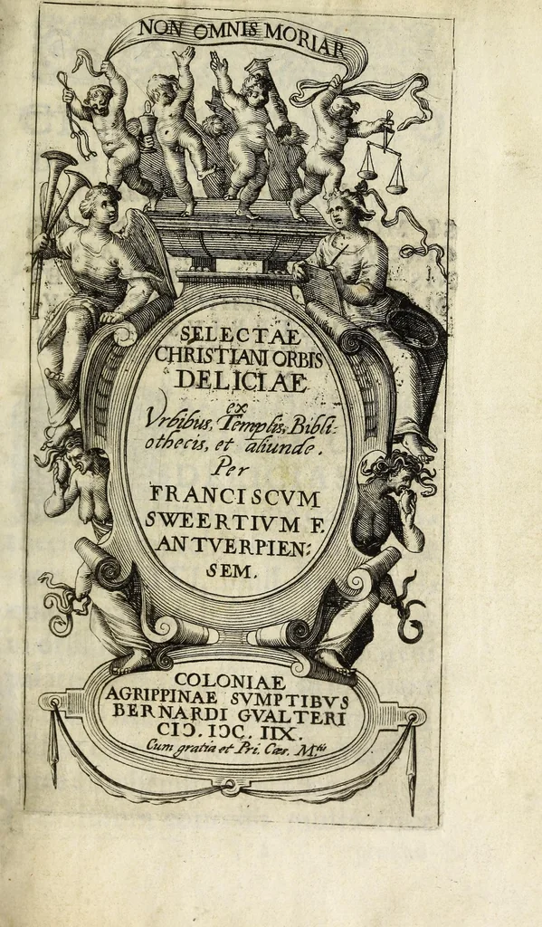 An illustration from Selectae Christiani orbis deliciae ex vrbibus, templis, bibliothecis, et aliunde, 1608, leaf 3