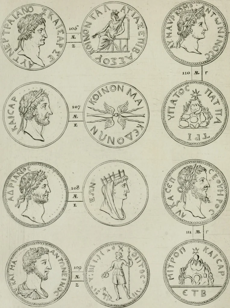 An illustration from Selecta numismata antiqua : ex musaeo Jacobi de Wilde, 1692, leaf 57