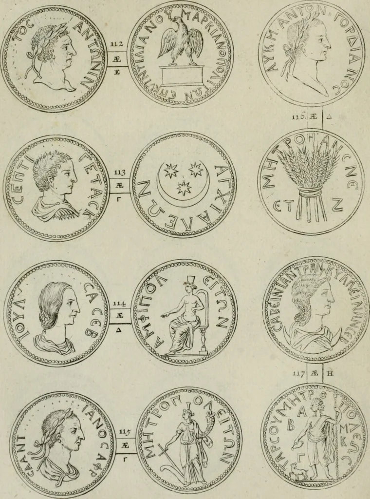An illustration from Selecta numismata antiqua : ex musaeo Jacobi de Wilde, 1692, leaf 59