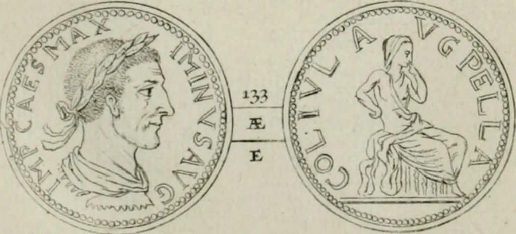 An illustration from Selecta numismata antiqua : ex musaeo Jacobi de Wilde, 1692, leaf 65