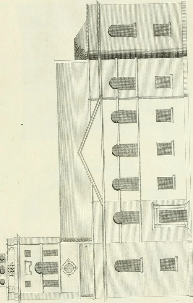 An illustration from Select architecture : being regular designs of plans and elevations well suited to both town and country : in which the magnificence and beauty, the purity and simplicity of designing, for every species of that noble art, is accurately treated, and with great variety exemplified, from the plain town-house to the stately hotel, and in the country from the genteel and convenient farm-house to the parochial church : with suitable embellishments : also bridges, baths, summer-houses, &c. ... : illustrated with fifty copper plates, quarto, 1755, leaf 122